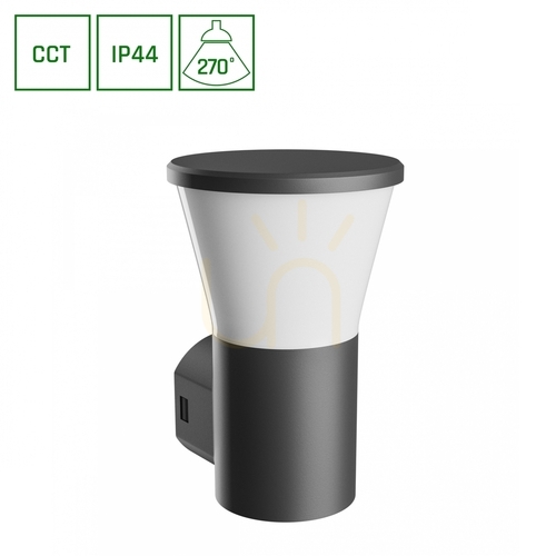 Skontrolujte Vonkajšie nástenné svietidlo Stella Round Wall GU10 6W CCT 230V 270 St IP44 Ik08 155 X160 X230mm Black Round Façade.