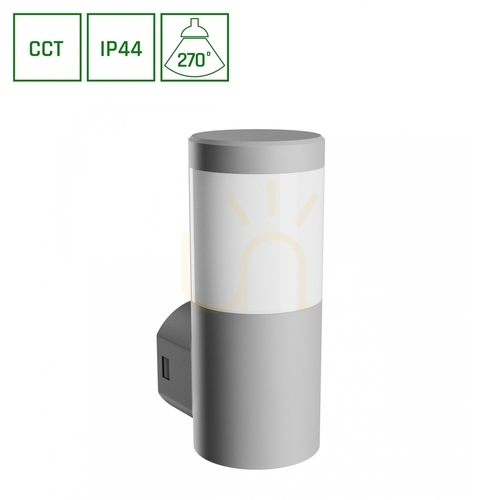 Skontrolujte Vonkajšie nástenné svietidlo Stella Column Wall GU10 6W CCT 230V 270 St IP44 Ik08 100 X130 X245mm Grey Round Facade.