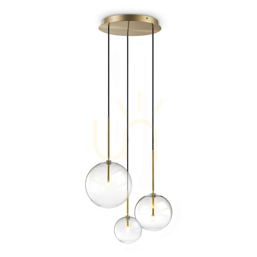 Skontrolujte Prívesné svietidlo Ideallux Equinoxe mosadz sklo 3xG4 Ø42 cm 339702