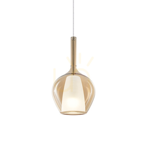 Skontrolujte Prívesné svetlo Ideallux Kalique jantárové sklo chróm 18 cm 359885