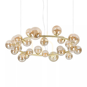 Prívesné svetlo Ideallux PERLAGE 370583 jantárové mosadzné sklo 103,5 cm small 1