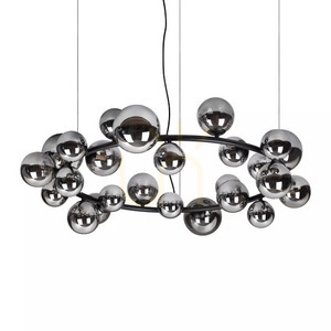Prívesné svetlo Ideallux Perlaged 363387 čierne dymové sklo 25xG9 ⌀103,5 cm small 1