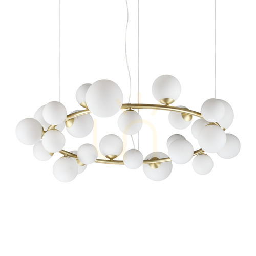 Skontrolujte Prívesné svietidlo Ideallux Perlage 363370 biele mosadzné 25xG9 Ø103,5 cm