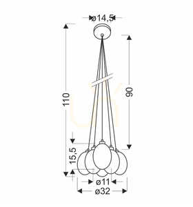 Závesné svietidlo LUKKA 6xG9 10W farebné sklenené balóniky chróm 110 cm CANDELLUX 50106168 small 1