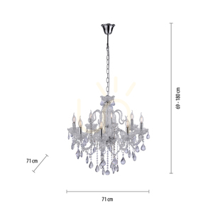 Krištáľový luster Paul Neuhaus GRACIA 3081-00 priehľadný 8×E14 71 cm small 7