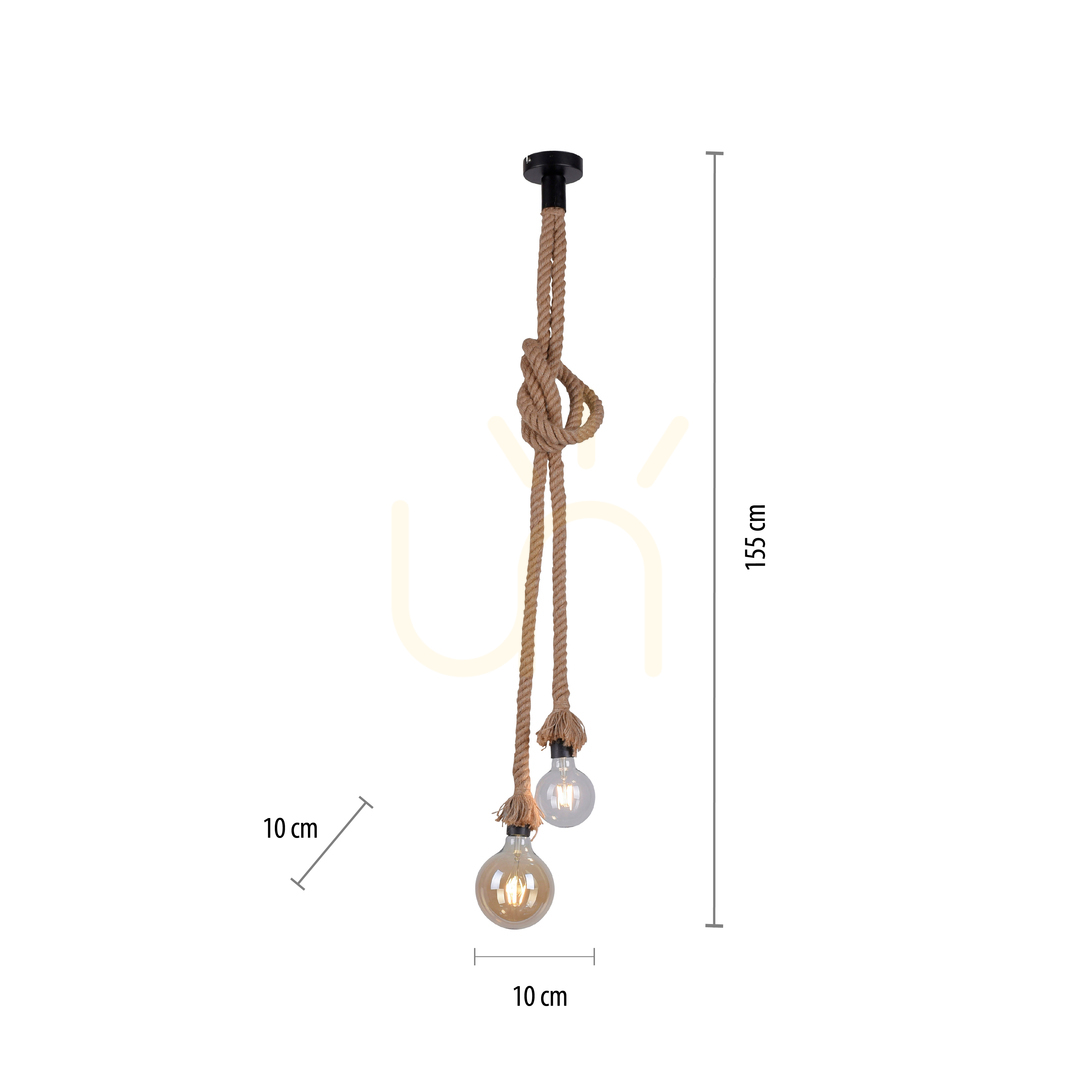 Náhľad Závesné svietidlo ROPE 15482-18 Brown 2xE27 Závesné svietidlo ROPE 15482-18 Brown 2xE27
