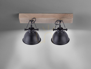 Stropné a nástenné svietidlo JUST LIGHT SAMIA 11982-18, čierne s drevom, 2×E14 small 11