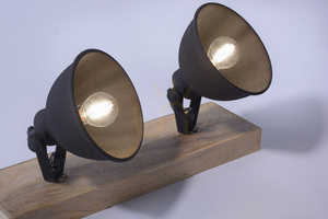 Stropné a nástenné svietidlo JUST LIGHT SAMIA 11982-18, čierne s drevom, 2×E14 small 8