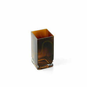 Sklenená váza Bazar Bizar Amber Cuboid S, jantárová, 10x10x20 cm small 1