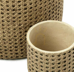 Kvetináč Bazar Bizar RattanRock L cement so štruktúrou výpletu prírodný 20 × 20 × 17,5 cm small 1