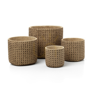 Kvetináč Bazar Bizar RattanRock L cement so štruktúrou výpletu prírodný 20 × 20 × 17,5 cm small 5