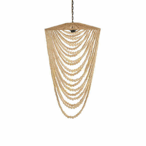 Skontrolujte Luster z drevených korálikov prírodný 47x47x80 cm Handmade L