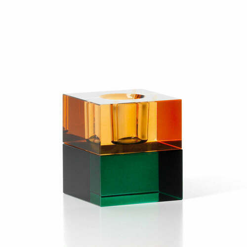 Skontrolujte Sviečkový svietnik Gem Blocks zelený jantár 5 cm