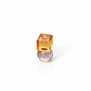 Svietnik Citrine & Rose Quartz z recyklovaného skla, ružovo-jantárový, 10,3 cm small 1