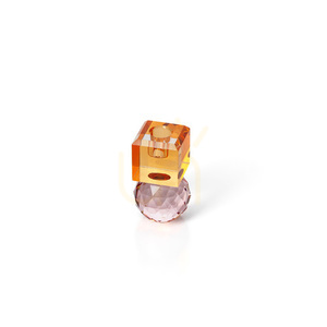 Svietnik Citrine & Rose Quartz z recyklovaného skla, ružovo-jantárový, 10,3 cm small 4