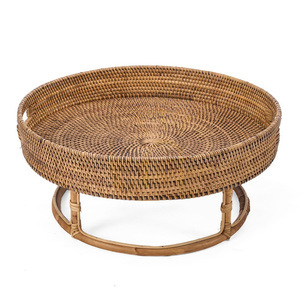 Okrúhly ratanový podnos na podstavci Bazar Bizar The Rattan Rise Tray, Ø 50 cm, v. 22 cm, prírodná hnedá small 7