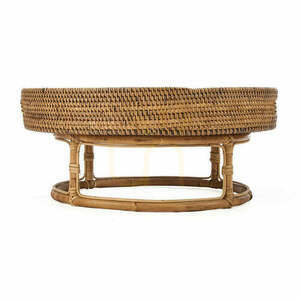 Okrúhly ratanový podnos na podstavci Bazar Bizar The Rattan Rise Tray, Ø 50 cm, v. 22 cm, prírodná hnedá small 0