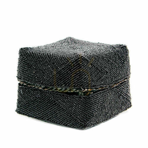 Skontrolujte Prútený košík s korálkami čierny L Beaded Collection