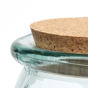 Kuchynská dóza Belly Glass Pot L modrá 15 cm recyklované sklo s korkovým viečkom BAZAR BIZAR small 4