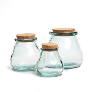 Kuchynská dóza Belly Glass Pot L modrá 15 cm recyklované sklo s korkovým viečkom BAZAR BIZAR small 6