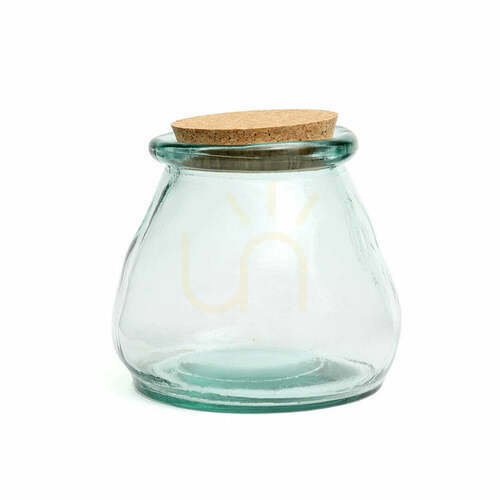 Skontrolujte Kuchynská dóza Belly Glass Pot L modrá 15 cm recyklované sklo s korkovým viečkom BAZAR BIZAR