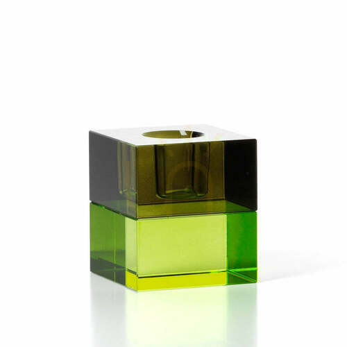 Skontrolujte Svietnik BAZAR BIZAR The Gem Blocks Green Smoke z recyklovaného skla 5,5 cm