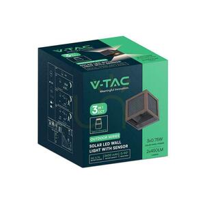 V-TAC 9W LED COB solárne/USB nástenné svietidlo corten hnedá kocka 10x10cm IP65 senzor pohybu VT-408CCT 900lm small 2