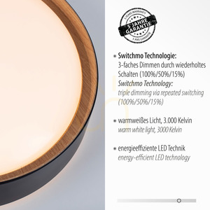 LED stropné svietidlo Zuma Line EMILIA 14347-18 čierne s dekorom dreva 29 W 40 cm small 3