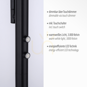 Stojacia lampa HANS 11710-18 Black 2xLED small 3