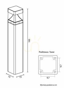 Záhradný LED stĺpik SU-MA BAREL KWADRAT BKW-1000 antracitový 100 cm small 5