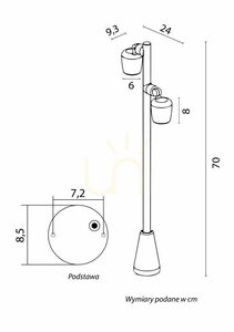SU-MA Dublo DBL-700 čierna 70 cm LED GU10 IP65 vonkajšia stojaca lampa s nastaviteľnými hlavicami small 6