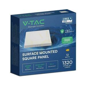 Povrchové panelové svietidlo V-TAC 12W LED CREE CHIP square 167x167mm VT-60012CCT 1320lm 6 rokov záruka small 5