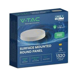 V-TAC 12W LED CREE CHIP povrchový panel okrúhly 167x30mm VT-60012CCT 1320lm 6 rokov záruka small 5