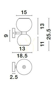 Čierne nástenné svietidlo Luces Exclusivas REPOS LE42648 dymové sklo 2 × E14 max. 5 W small 5
