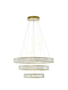 Závesné svietidlo BAUTA Luces Exclusivas zlaté krištáľové 3 kruhy LED 80 cm LE42671 small 0