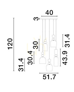 Závesné svietidlo Luces Exclusivas BALAM LE43401 zlaté s farebným sklom 5xE14 51,7 cm small 2