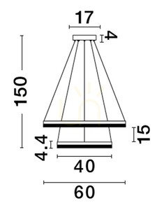 Závesné svietidlo ACACIO 2 kruhy čierne 60 cm od Luces Exclusivas LE43561 small 1