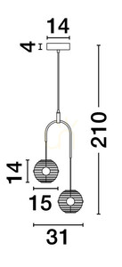 Závesné svietidlo SECO LE44233, čierne so zlatom, dymové sklo, LED 20 W 2527 lm 3000 K — Luces Exclusivas small 3