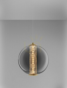 Závesné LED svietidlo MORROS Luces Exclusivas guľa 22 cm, dymové sklo, zlaté LE44489 small 2