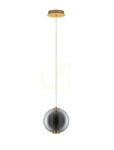 Závesné LED svietidlo MORROS Luces Exclusivas guľa 22 cm, dymové sklo, zlaté LE44489 small 0