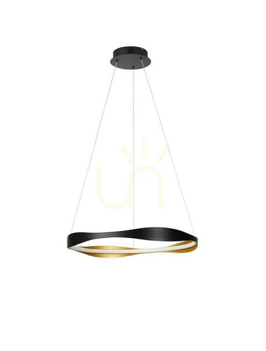Skontrolujte LED závesné svietidlo SATIPO Luces Exclusivas, čierne/zlaté, Ø60 cm, LE44470