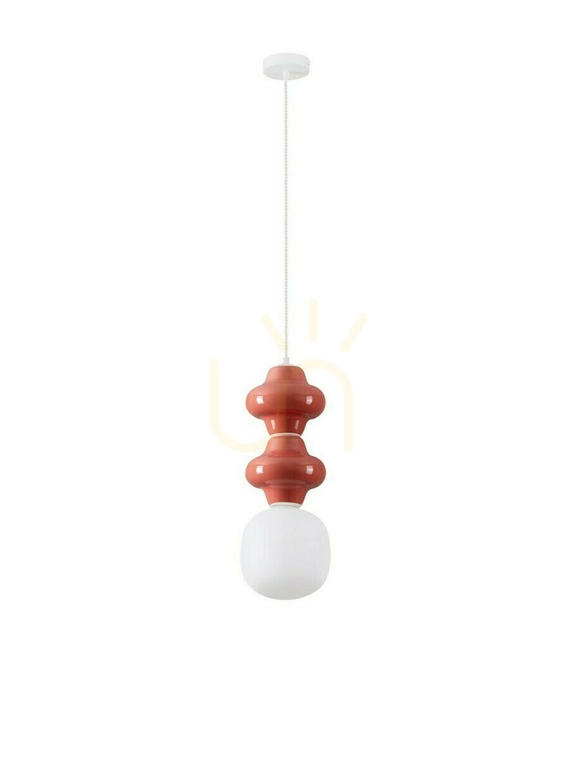 Lampă suspendată albă VILROSA Luces Exclusivas LE44558 din ceramică și sticlă