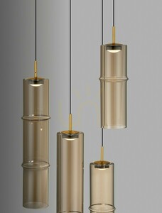 Závesné svietidlo SARTANO LE45168, 5 tienidiel, koňakové sklo, zlaté, Ø 34 cm — Luces Exclusivas small 2