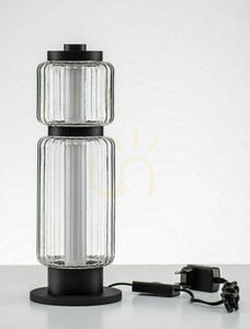 Stolová LED lampa ALQUERI čierna s ryhovaným tienidlom, 39 cm, Luces Exclusivas LE45809 small 2
