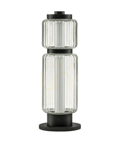 Skontrolujte Stolová LED lampa ALQUERI čierna s ryhovaným tienidlom, 39 cm, Luces Exclusivas LE45809