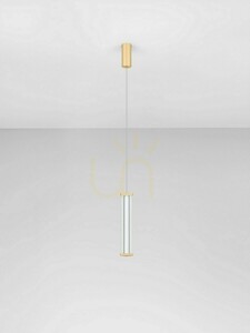 Závesné svietidlo Luces Exclusivas CONIL LE45980, akrylová tuba, LED 6 W, 398 lm, 2700 K, zlaté, výška 200 cm small 1