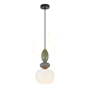 Závesné svietidlo Italux Martelo E27 18,5 cm – biele sklo a farebné detaily PND-36545-1B-GD-WH small 0