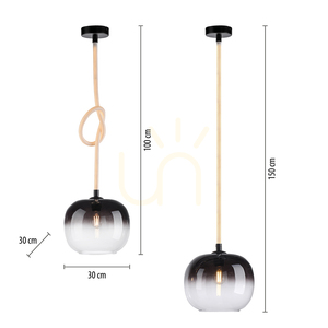Závesné svietidlo LUMA 2410-18 s podsvieteným LED lanom, čierne, E27 small 8