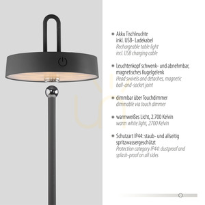 Prenosná vonkajšia stolová LED lampa AMAG 19310-18 čierna small 3