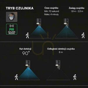 V-TAC GU10 vonkajšie nástenné svietidlo GU10 senzor hliník dole IP44 čierna VT-10174PIR 3 roky záruka small 1